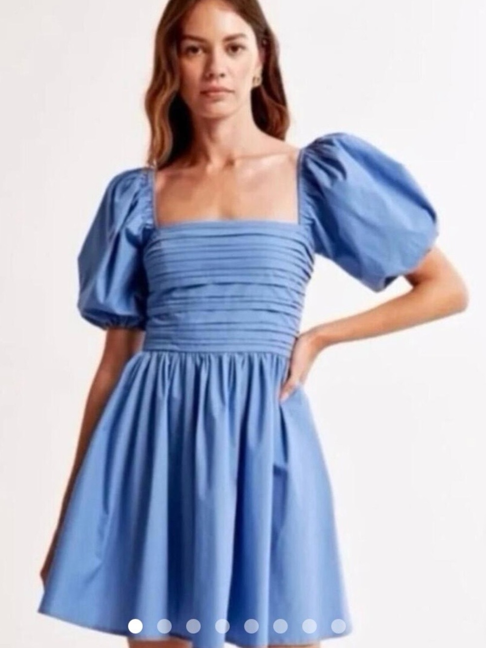 Abercrombie & Fitch Light Blue Puff-Sleeve Square-Neck Mini Dress